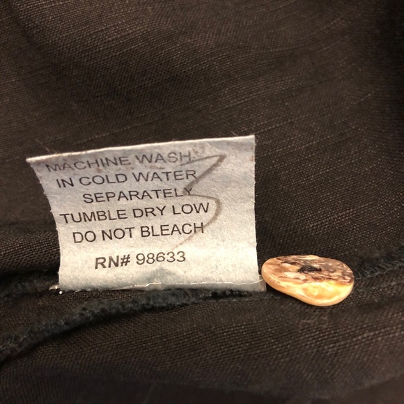 Kleen Linen Rayon Black Button Down Blouse - Picture 7 of 11